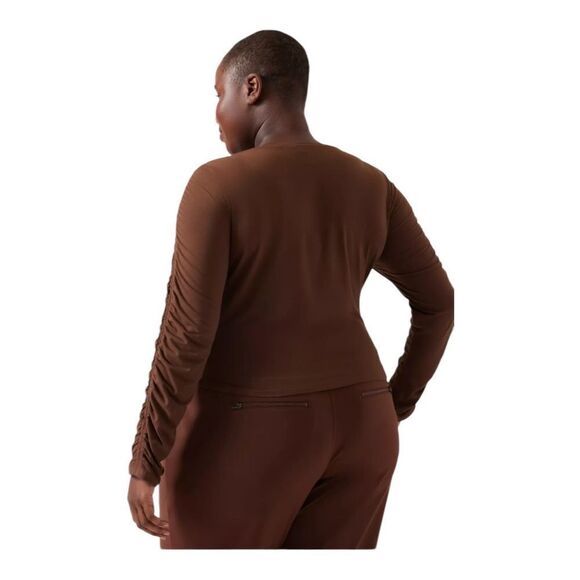 Athleta Plus Size All Around Ruched Top Long Sleeve Mahogany Brown 3X NWOT - Picture 2 of 9